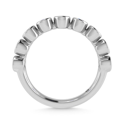14K White Gold  1/2 Ct.Tw. Alternate Diamond and Blue Sapphire Stackable Band