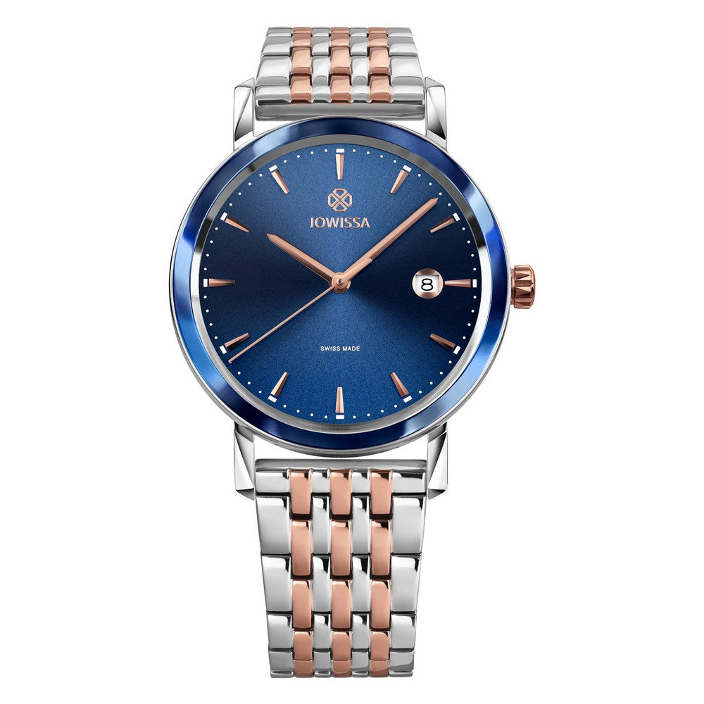 MAGNO, Rose Gold Plated Swiss Quartz Watch, 20mm Band - Blue & Rose Dial | MSRP: $349.90