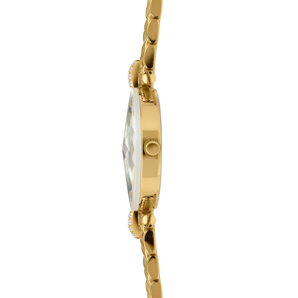 FACET STRASS, Brilliant-Cut, Gold Plated Swiss Quartz Watch, 15mm Band - MOP Dial | MSRP: $369.90