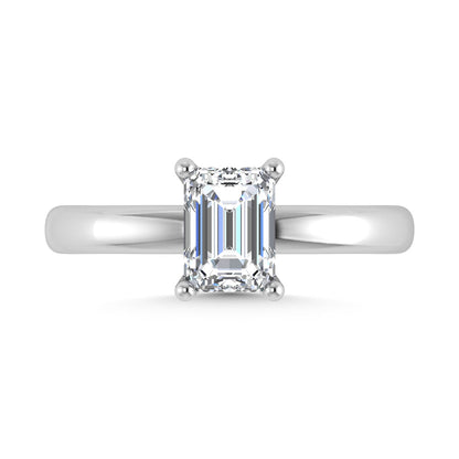14K White Gold Lab Grown Diamond 1 Ct.Tw. IGI Certified Emerald Shape Solitaire (Available from 1CT to 7CT)