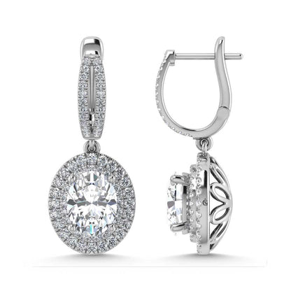 14K White Gold Lab Grown Diamond 4 7/8 Ct.Tw. Oval Shape Fashion Earring