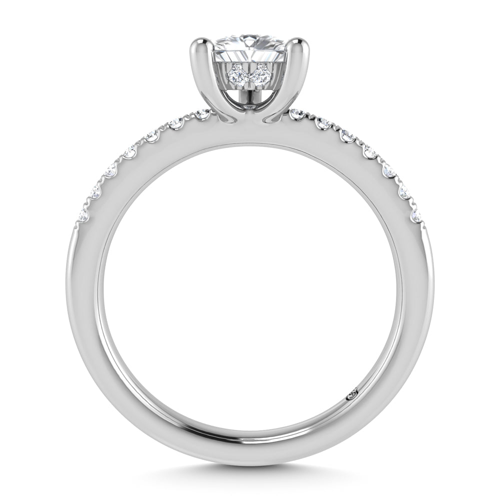 14K White Gold Lab Grown Diamond 2 3/8 Ct.Tw. Hidden Halo Engagement Ring (Center Pear)