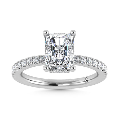 14K White Gold Lab Grown Diamond 3 1/2 Ct.Tw. Radiant Shape Halo IGI Certified Engagement Ring  (Center 3ctw)