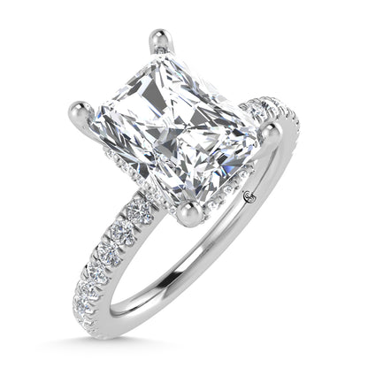 14K White Gold Lab Grown Diamond 3 1/2 Ct.Tw. Radiant Shape Halo IGI Certified Engagement Ring  (Center 3ctw)