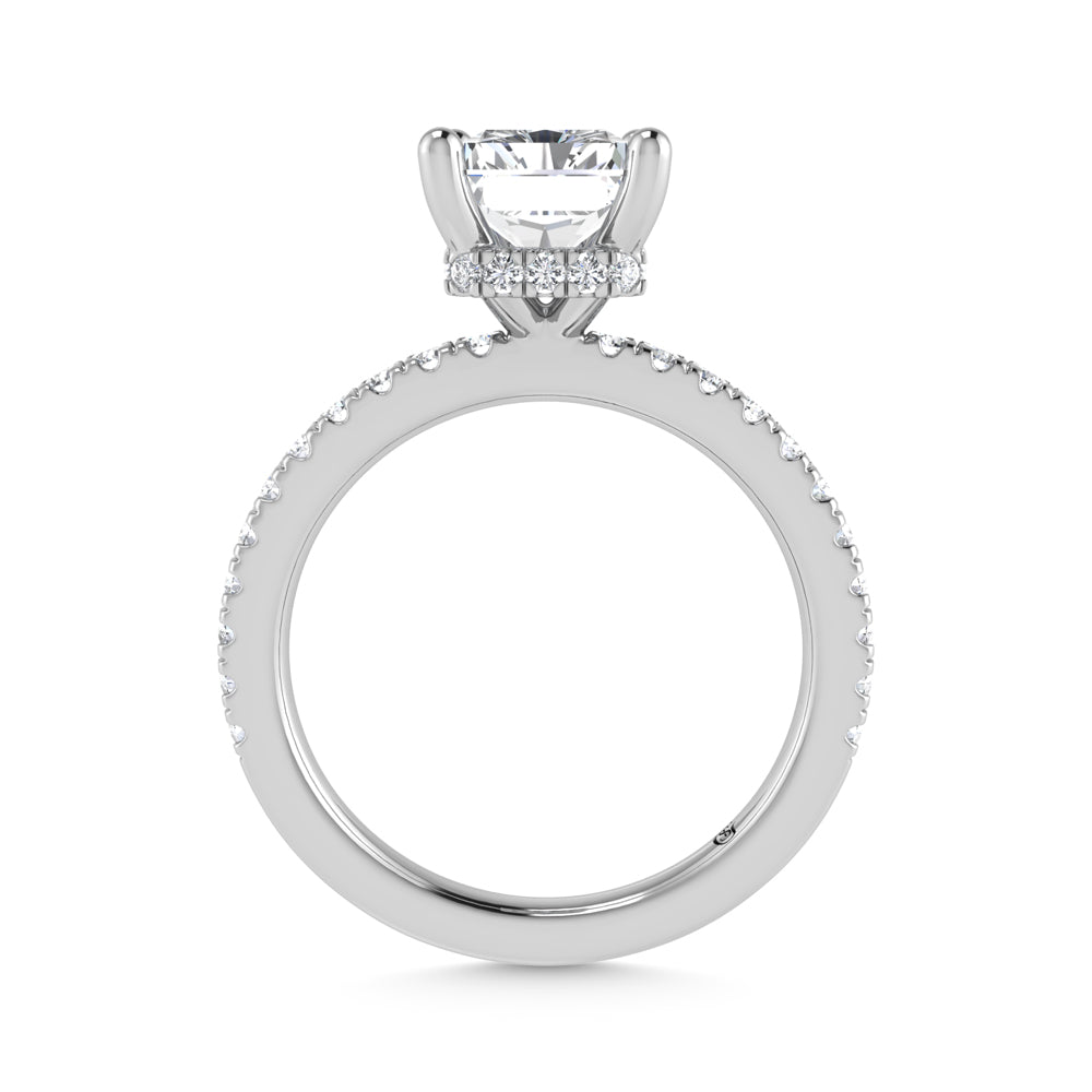 14K White Gold Lab Grown Diamond 3 1/2 Ct.Tw. Radiant Shape Halo IGI Certified Engagement Ring  (Center 3ctw)