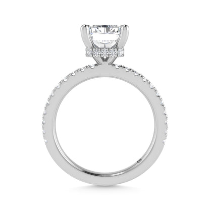 14K White Gold Lab Grown Diamond 3 1/2 Ct.Tw. Radiant Shape Halo IGI Certified Engagement Ring  (Center 3ctw)