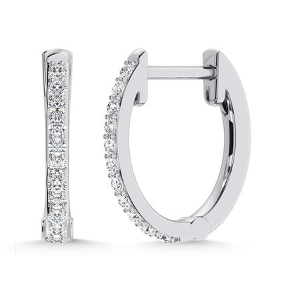 10K White Gold Lab Grown Diamond 1/5 Ct.Tw. Hoop Earrings