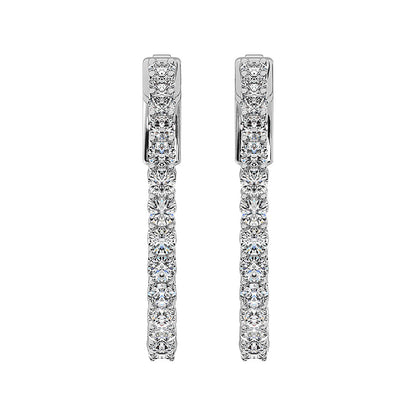 14K White Gold Lab Grown Diamond 3 Ct.Tw. In and Out Hoop Earrings (1 1/4 inches)