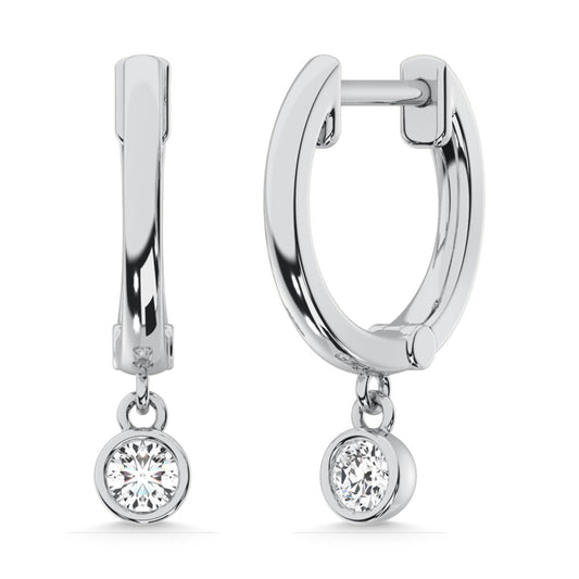 10K White Gold Lab Grown Diamond 1/5 Ct.Tw. Hoop Earrings
