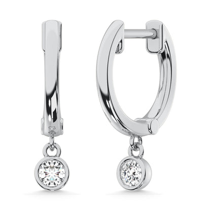 10K White Gold Lab Grown Diamond 1/2 Ct.Tw. Round Shape Hoop Earrings