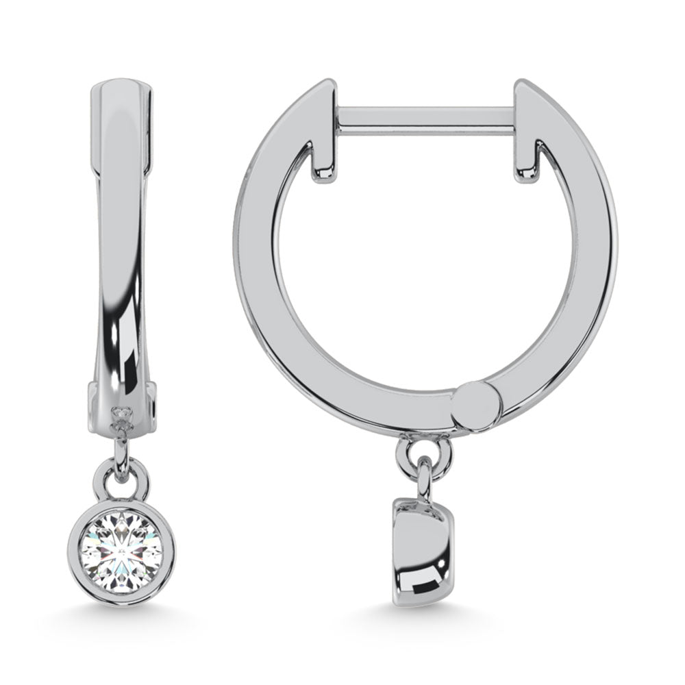 10K White Gold Lab Grown Diamond 1/2 Ct.Tw. Round Shape Hoop Earrings