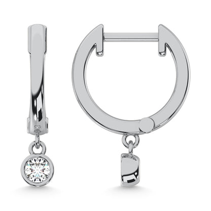 10K White Gold Lab Grown Diamond 1/2 Ct.Tw. Round Shape Hoop Earrings