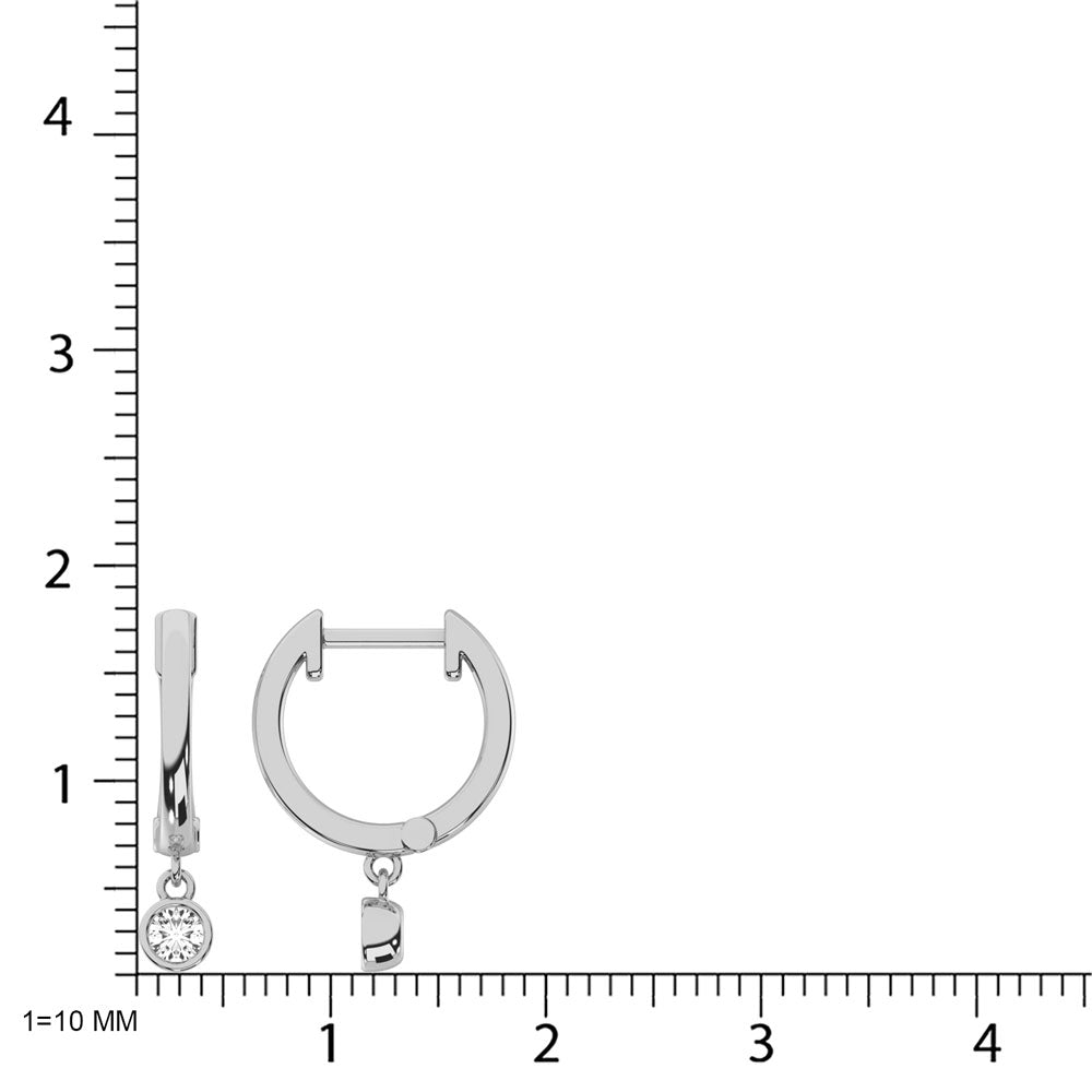 10K White Gold Lab Grown Diamond 1/4 Ct.Tw. Round Shape Hoop Earrings