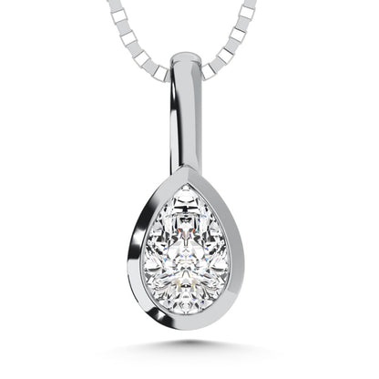 10K White Gold Lab Grown Diamond 1/6 Ct.Tw. Pear Shape  Solitaire Pendant
