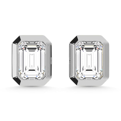 10K White Gold Lab Grown Diamond 1/5 Ct.Tw. Emerald Shape Stud Earrings