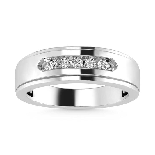 10K White Gold Lab Grown Diamond 1/4 Ct.Tw. Mens Band