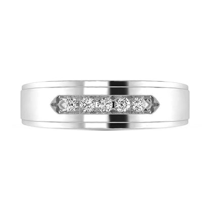 10K White Gold Lab Grown Diamond 1/4 Ct.Tw. Mens Band