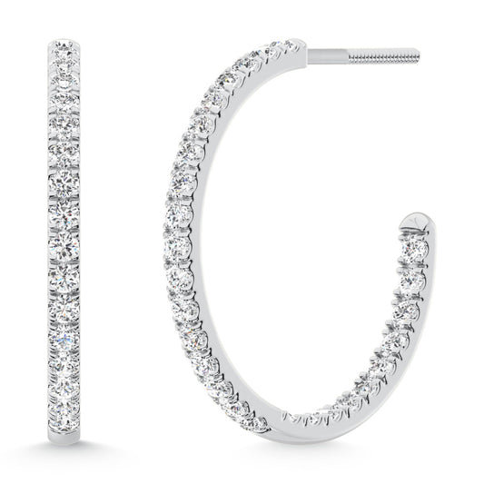 14K White Gold Labgrown Diamond 1 Ct.Tw. Hoop Earrings