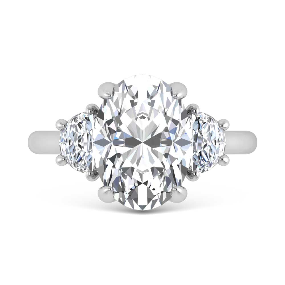 14K White Gold Lab Grown Diamond 4 1/2 Ct.Tw. Oval Shape Three Stone Engagement Ring