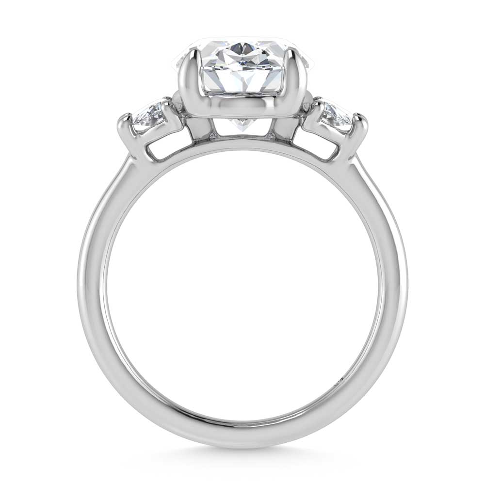 14K White Gold Lab Grown Diamond 4 1/2 Ct.Tw. Oval Shape Three Stone Engagement Ring