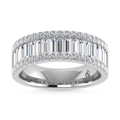 14K White Gold Round & Baguette Lab Grown Diamond 2 Ct.Tw. Wedding Band