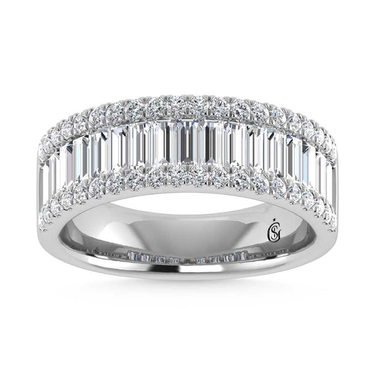 14K White Gold Round & Baguette Lab Grown Diamond 2 Ct.Tw. Wedding Band