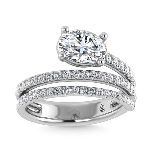 14K White Gold  1 1/2 Ct.Tw. Oval and Round Lab Grown Diamond Fashion Ring