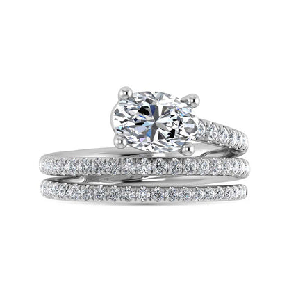 14K White Gold  1 1/2 Ct.Tw. Oval and Round Lab Grown Diamond Fashion Ring