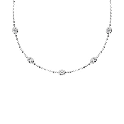 14K White Gold Oval Shape Lab Grown Diamond 5/8 Ct.Tw. 7 Stone Necklace