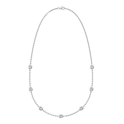14K White Gold Oval Shape Lab Grown Diamond 5/8 Ct.Tw. 7 Stone Necklace