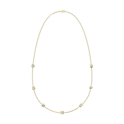 14K Yellow Gold Lab Grown Fancy Diamond 3/4 Ct.Tw. 7 Stone Necklace