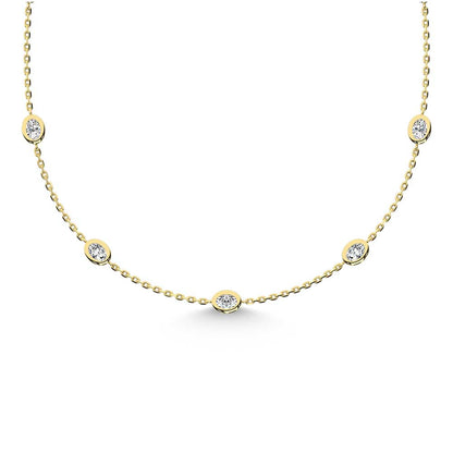 14K Yellow Gold Oval Shape Lab Grown Diamond 5/8 Ct.Tw. 7 Stone Necklace