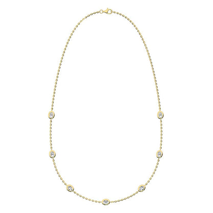 14K Yellow Gold Oval Shape Lab Grown Diamond 5/8 Ct.Tw. 7 Stone Necklace