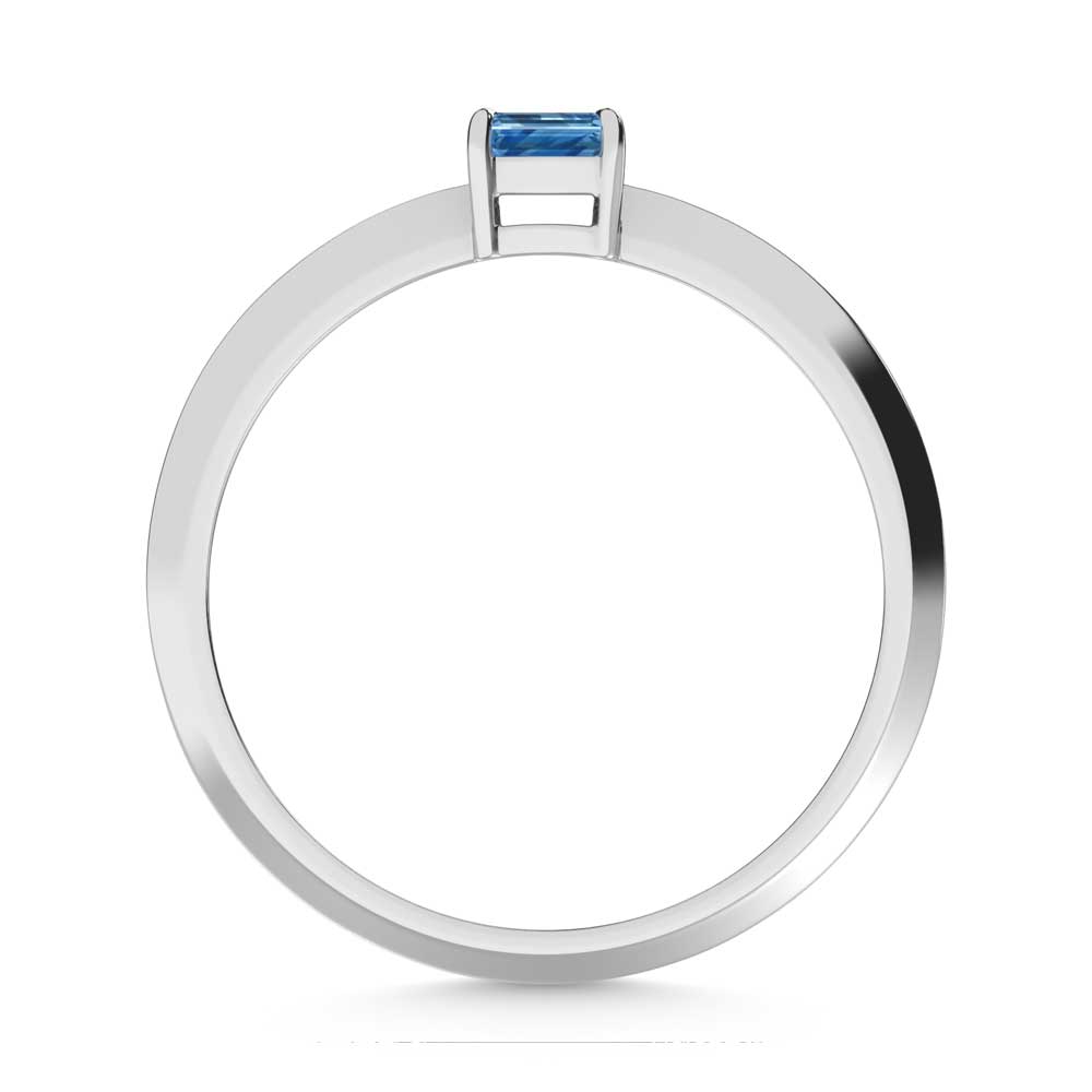 14K White Gold Emerald Shape Blue Lab Grown Diamond 1/4 Ct.Tw. Ring