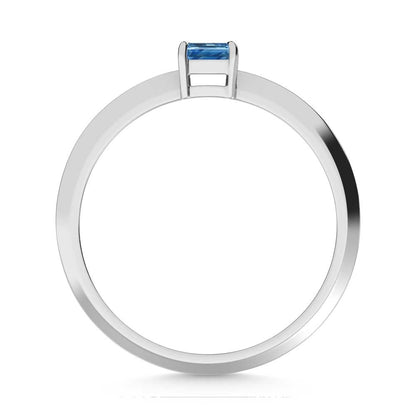 14K White Gold Emerald Shape Blue Lab Grown Diamond 1/4 Ct.Tw. Ring