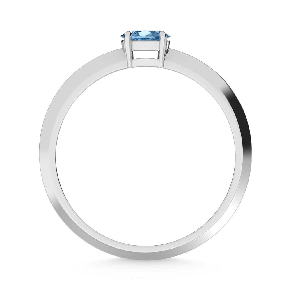 14K White Gold Oval Shape Blue Lab Grown Diamond 1/5 Ct.Tw. Ring