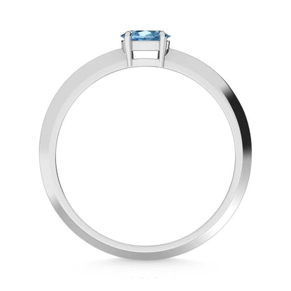 14K White Gold Oval Shape Blue Lab Grown Diamond 1/5 Ct.Tw. Ring