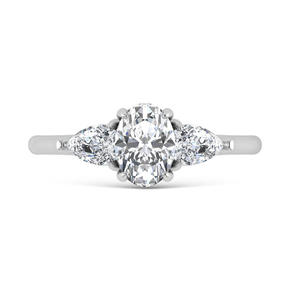 14K White Gold Lab Grown Diamond 1 1/4 Ct.Tw. Three Stone Ring (Center 3/4 ct)