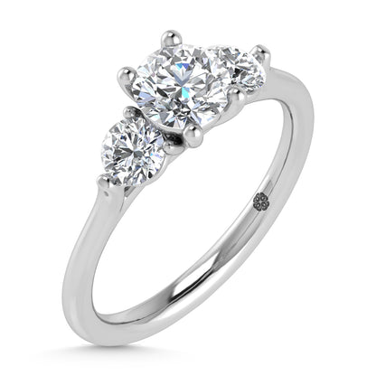 14K White Gold Lab Grown Diamond 1 1/4 Ct.Tw. Three Stone Ring (Center 3/4 ct)