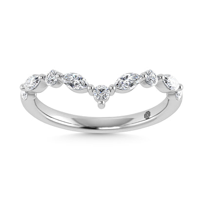 14K White Gold Lab Grown Diamond 1/2 Ct.Tw. Round and Marquse Chevron Band