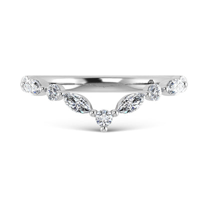 14K White Gold Lab Grown Diamond 1/2 Ct.Tw. Round and Marquse Chevron Band