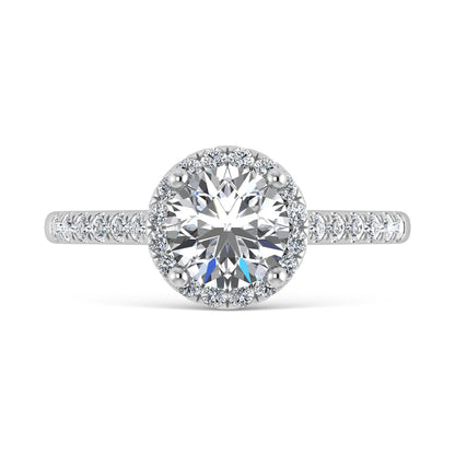 10K White Gold 1 1/4 Ct.Tw. Labgrown Diamond Halo Engagement Ring ( Center 1 CT)