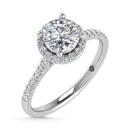 10K White Gold 1 1/4 Ct.Tw. Labgrown Diamond Halo Engagement Ring ( Center 1 CT)