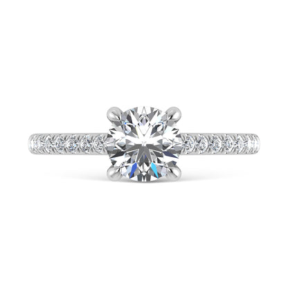 10K White Gold 1 1/4 Ct.Tw. Labgrown Diamond Halo Engagement Ring ( Center 1 CT)