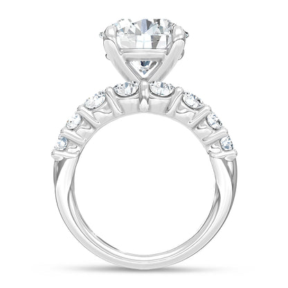 14K White Gold Lab Grown Diamond 8 3/4 Ct.Tw. Engagement Ring (Round 5ct Center)
