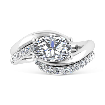 14K White Gold 1 7/8 Ct.Tw. Labgrown Diamond Oval Shape Bridal Ring