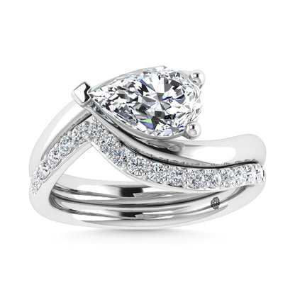 14K White Gold 1 7/8 Ct.Tw. Labgrown Diamond Pear Shape Bridal Ring