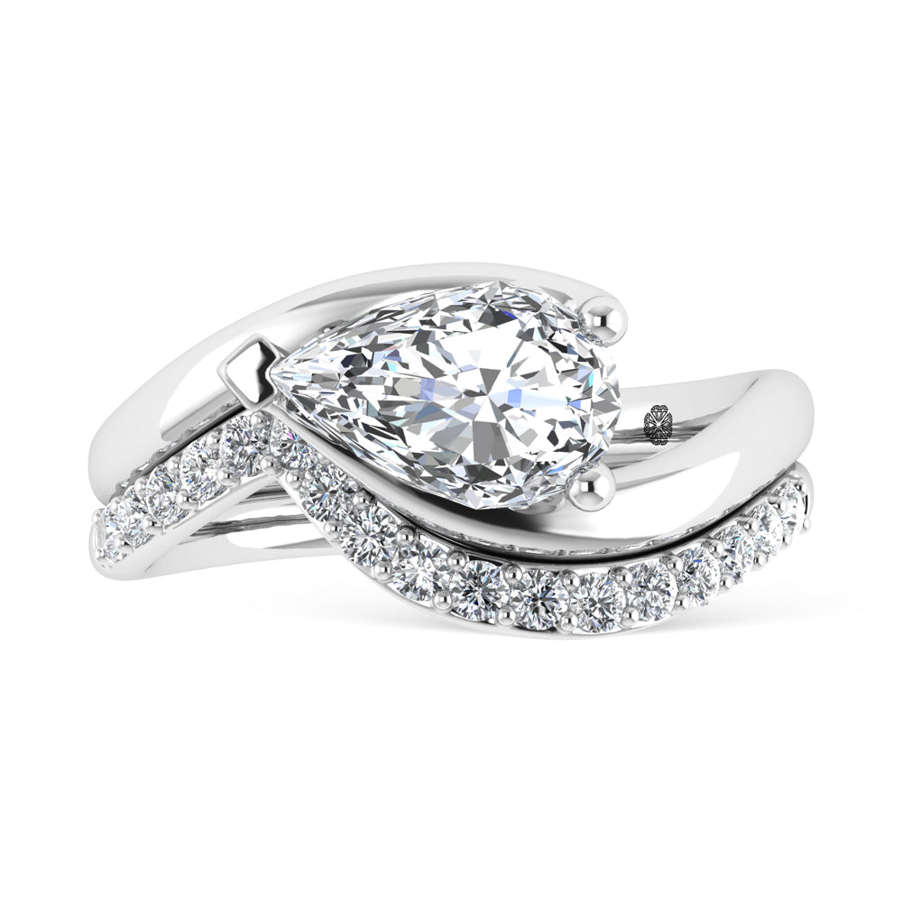 14K White Gold 1 7/8 Ct.Tw. Labgrown Diamond Pear Shape Bridal Ring