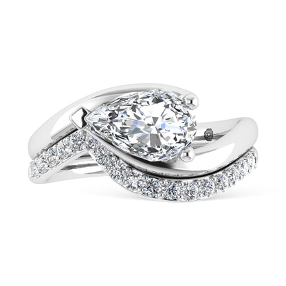 14K White Gold 1 7/8 Ct.Tw. Labgrown Diamond Pear Shape Bridal Ring