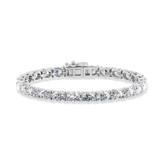 14K White Gold 14 Ct.Tw. Oval Horizontal Shape Labgrown Diamond Tennis Bracelet